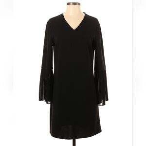 H by Halston size L black dress with pleated sleeves.
